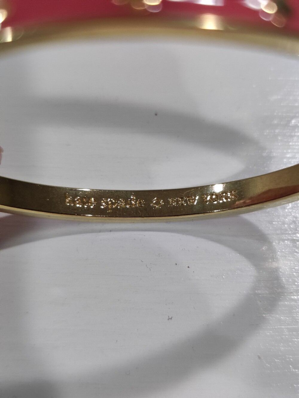 Kate Spade Pink And Gold Enameled Bangle Bracelet - Picture 4 of 4